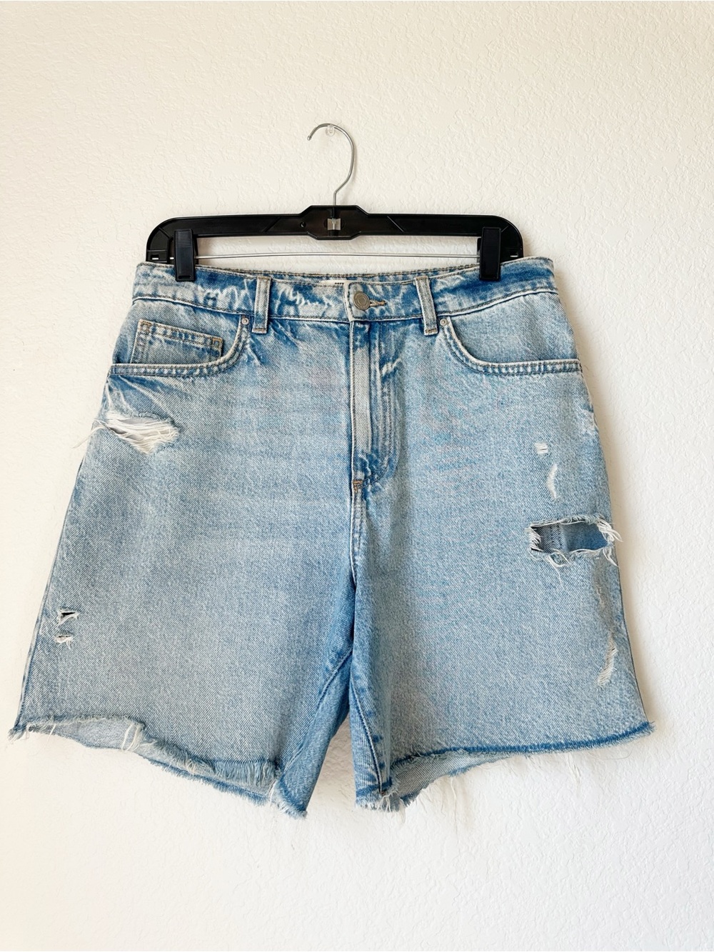 Cotton On Light Blue Distressed Denim Shorts